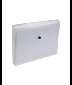 Busta portadocumenti in PP 150 con 1 tasca e chiusura a clip (A5), con soffietto