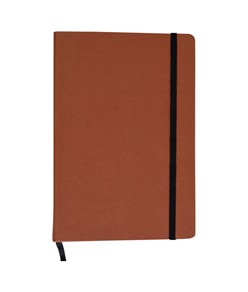 Quaderno in PU con elastico, fogli a righe color avorio (80 pag.), segnalibro in raso