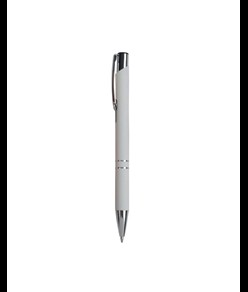 Penna a scatto in alluminio gommato con decorazione a 2 anelli e particolari cromati