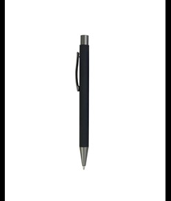 Penna a scatto in metallo gommato con particolari bruniti