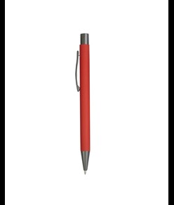 Penna a scatto in metallo gommato con particolari bruniti