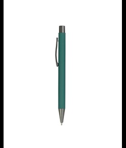 Penna a scatto in metallo gommato con particolari bruniti