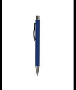 Penna a scatto in metallo gommato con particolari bruniti