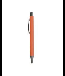 Penna a scatto in metallo gommato con particolari bruniti