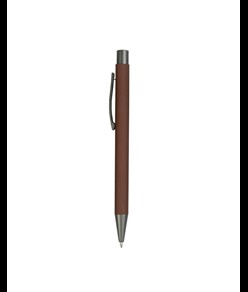 Penna a scatto in metallo gommato con particolari bruniti