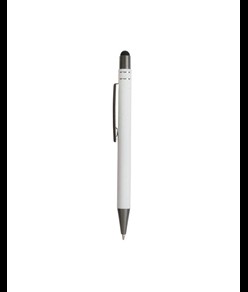 Penna a scatto in alluminio gommato con decorazione a 2 anelli e particolari bruniti con t