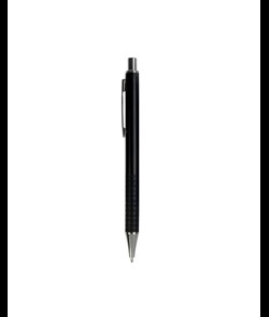 Penna a scatto in plastica con impugnatura zigrinata e clip in metallo