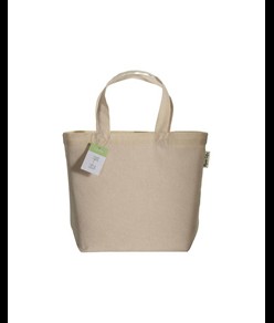 Shopper in cotone organico con manici corti e soffietto alla base Handle