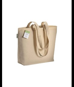 Shopper in cotone organico con manici lunghi e soffietto alla base Handle