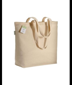 Shopper in cotone organico con manici lunghi e soffietto alla base Handle