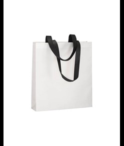 Shopper con soffietto in TNT 80 g/m2 termosaldato, manici lunghi Handle