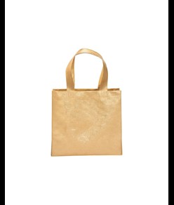 Mini shopper in TNT laminato metallizzata, manici corti e soffietto Handle