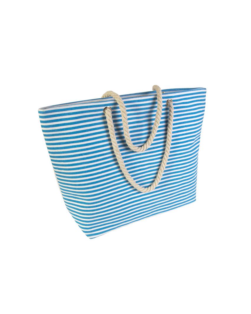 Borsa mare in poliestere con soffietto alla base e chiusura a zip