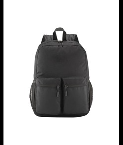 Zaino in poliestere 600D con cinque tasche di cui due laterali retinate, spallacci regol.