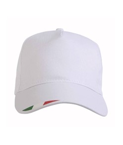 Cappellino in poliestere 5 pannelli con stampa tricolore Cappellino in poliestere 5 pannelli con stampa tricolore