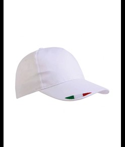 Cappellino in cotone, 5 pannelli con ricamo tricolore