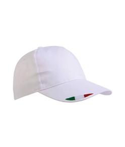 Cappellino in cotone, 5 pannelli con ricamo tricolore