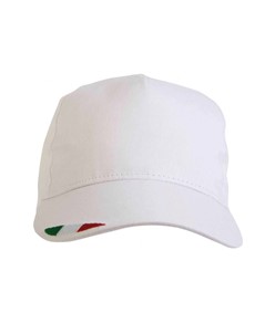Cappellino in cotone, 5 pannelli con ricamo tricolore Cappellino in cotone, 5 pannelli con ricamo tricolore