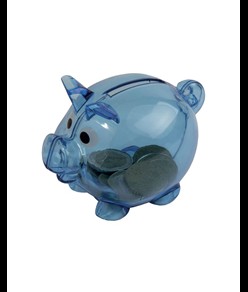 Salvadanaio in plastica a forma di porcellino riutilizzabile con tappo