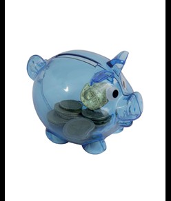 Salvadanaio in plastica a forma di porcellino riutilizzabile con tappo