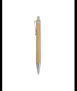 Penna  a scatto in bambù con particolari cromati