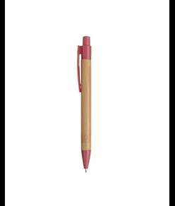 Penna a scatto in bambù con particolari in  paglia di grano (50%) e PP (50%)