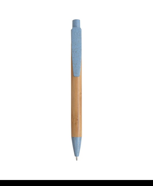 Penna a scatto in bambù con particolari in  paglia di grano (50%) e PP (50%)