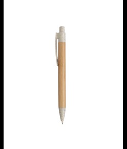 Penna a scatto in bambù con particolari in  paglia di grano (50%) e PP (50%)