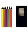 Set di 6 matite in legno colorate fluo a sezione cilindrica, in scatola di cartone