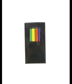 Set di 6 matite in legno colorate fluo a sezione cilindrica, in scatola di cartone