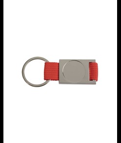 Portachiavi in alluminio/nylon. Spazio centrale idoneo per logo resina
