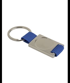 Portachiavi in alluminio/nylon. Spazio centrale idoneo per logo resina