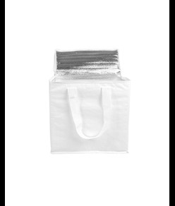 Borsa frigo in PP laminato 120 g/m2 , manici colorati, chisura zip