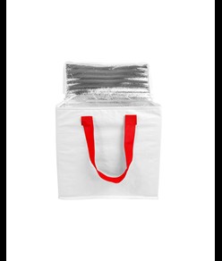 Borsa frigo in PP laminato 120 g/m2 , manici colorati, chisura zip