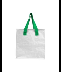 Borsa frigo in PP laminato 120 g/m2 , manici colorati, chisura zip