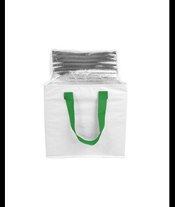 Borsa frigo in PP laminato 120 g/m2 , manici colorati, chisura zip