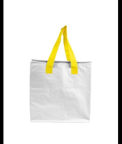 Borsa frigo in PP laminato 120 g/m2 , manici colorati, chisura zip