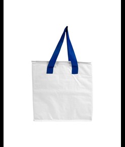 Borsa frigo in PP laminato 120 g/m2 , manici colorati, chisura zip