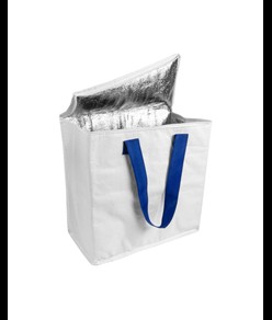 Borsa frigo in PP laminato 120 g/m2 , manici colorati, chisura zip