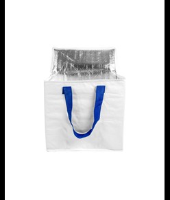 Borsa frigo in PP laminato 120 g/m2 , manici colorati, chisura zip