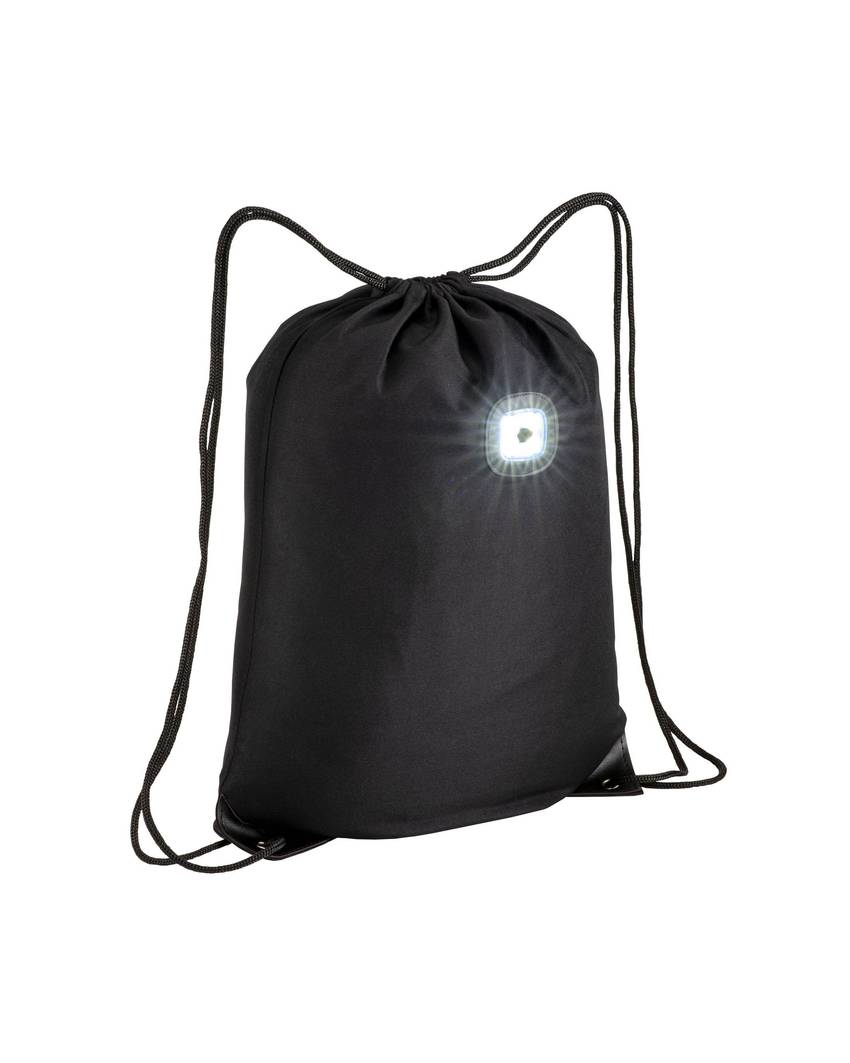Zainetto in poliestere 300T con luce LED COB, angoli rinforzati. Handle