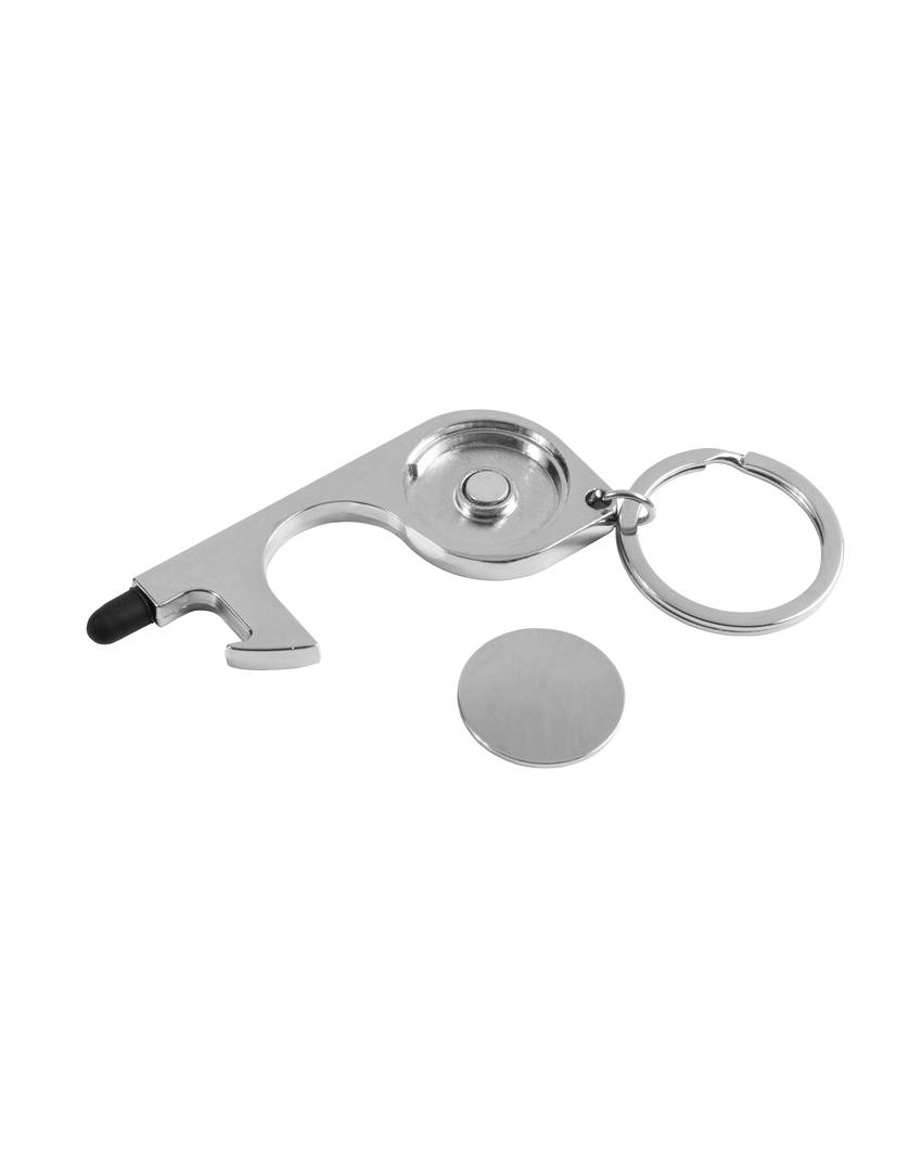 Portachiavi in metallo (nickel free) con: funzione no-touch per ascensore, pos, bancomat