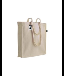 Shopper certificata Fairtrade® in cotone 140g/m2, manici lunghi e soffietto Handle