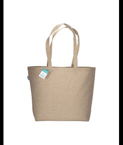 Shopper in cotone riciclato  190 g/m2 con soffietto alla base, manici lunghi Handle