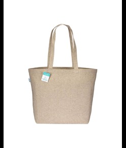 Shopper con soffietto alla base in cotone riciclato 280 g/m2, manici lunghi Handle