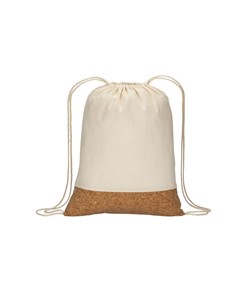 Zainetto in cotone 135 g/m2 con chiusura a strozzo,  base in sughero Handle Zainetto in cotone 135 g/m2 con chiusura a strozzo,  base in sughero Handle