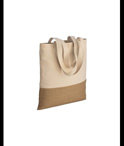 Shopper in cotone 230 g/m2,   base in juta, manici lunghi Handle