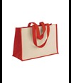 Shopper in cotone 280 g/m2 con soffietto dettagli in juta, manici lunghi Handle