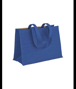 Shopper in cotone 280 g/m2 con soffietto dettagli in juta, manici lunghi Handle
