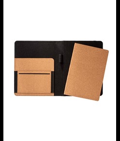 Cartella organizer in sughero con elastico A5, blocco 64 fogli